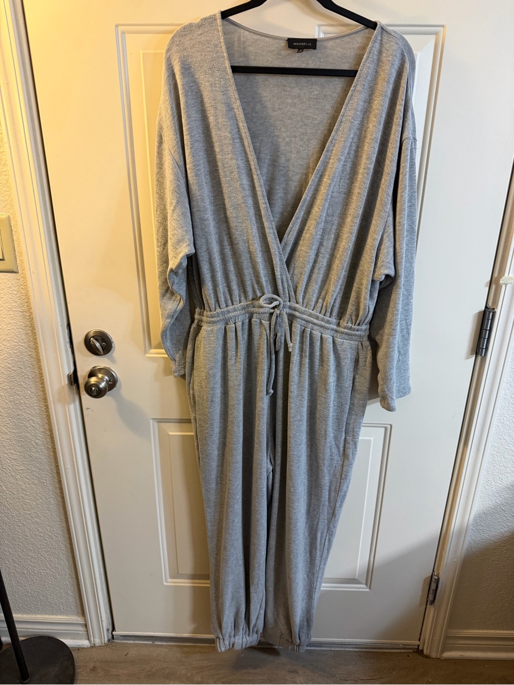 MAJORELLE Quiet Luxury Travel Jumpsuit XL Gray Lounge Romper Airport Outfit
